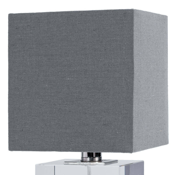 Gray shade on crystal block lamp