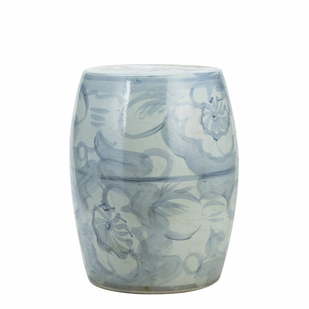 Garden Stool Blue and White Silla Porcelain Twisted Flower Motif