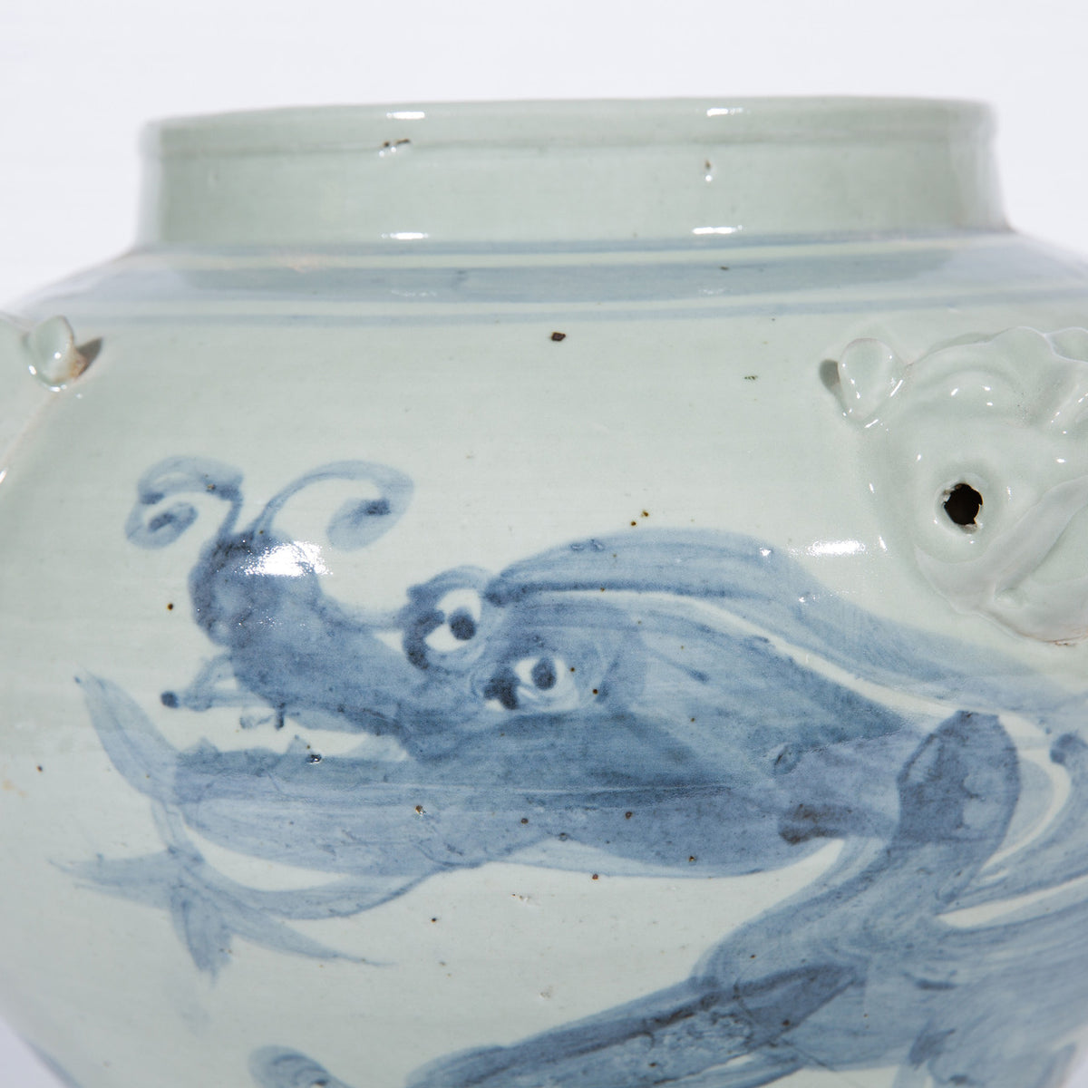 Dragon Jar Four Lion Handle - 13.5 Inch Wide