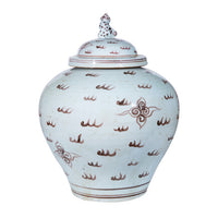 Lid Jar Moka Lion Phoenix Motif - 17 Inch High