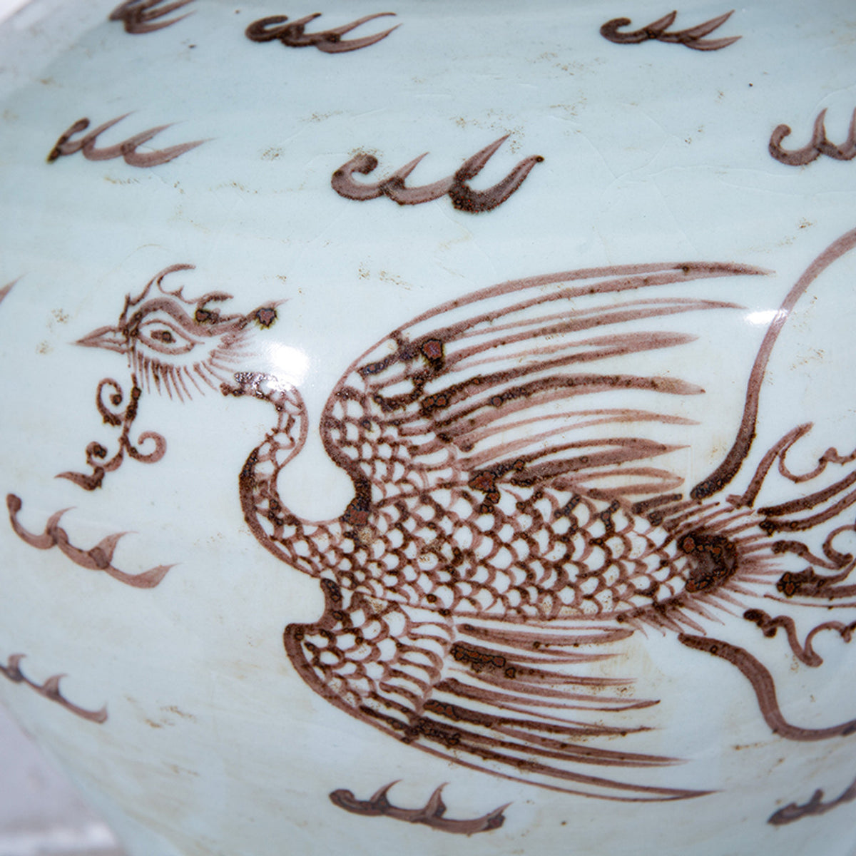 Lid Jar Moka Lion Phoenix Motif - 17 Inch High