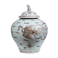 Lid Jar Moka Lion Phoenix Motif - 17 Inch High