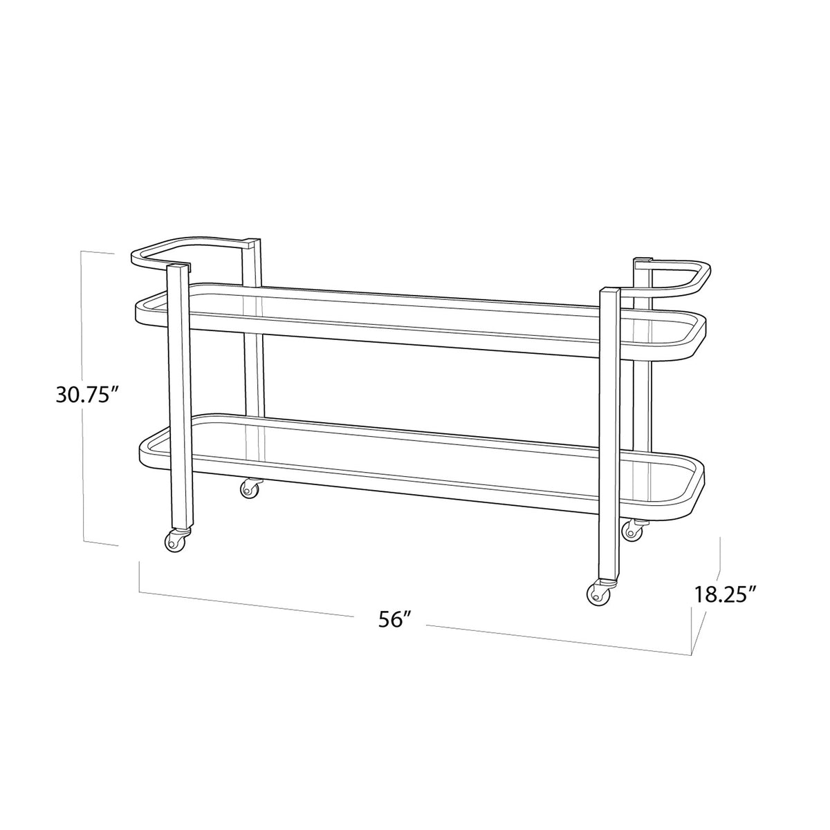 Carter Bar Cart - Polished Nickel