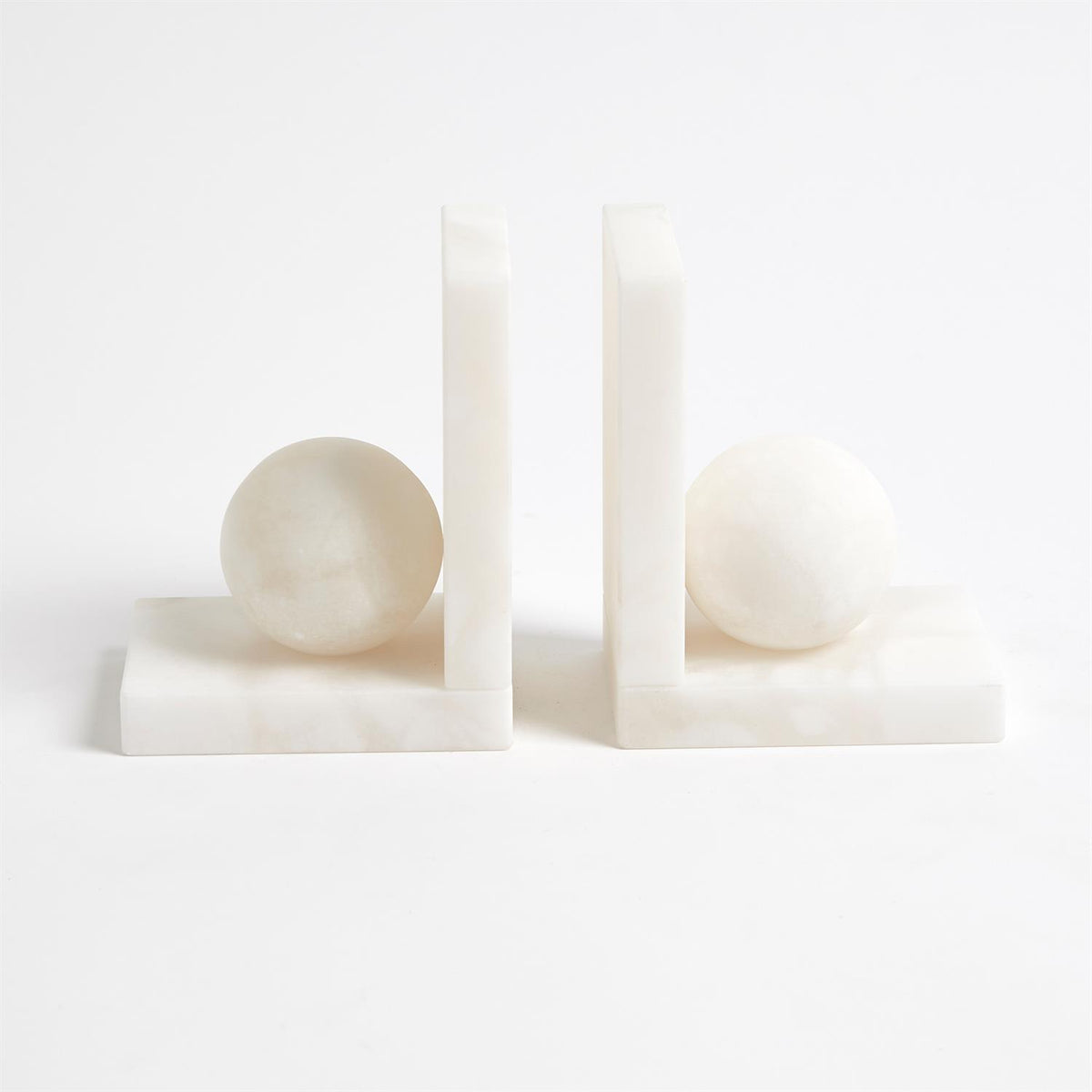 Alabaster Ball Bookends - Set of 2