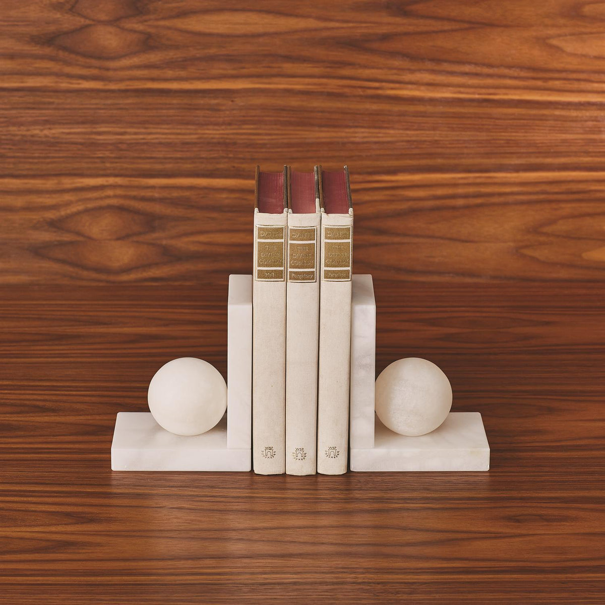 Alabaster Ball Bookends - Set of 2