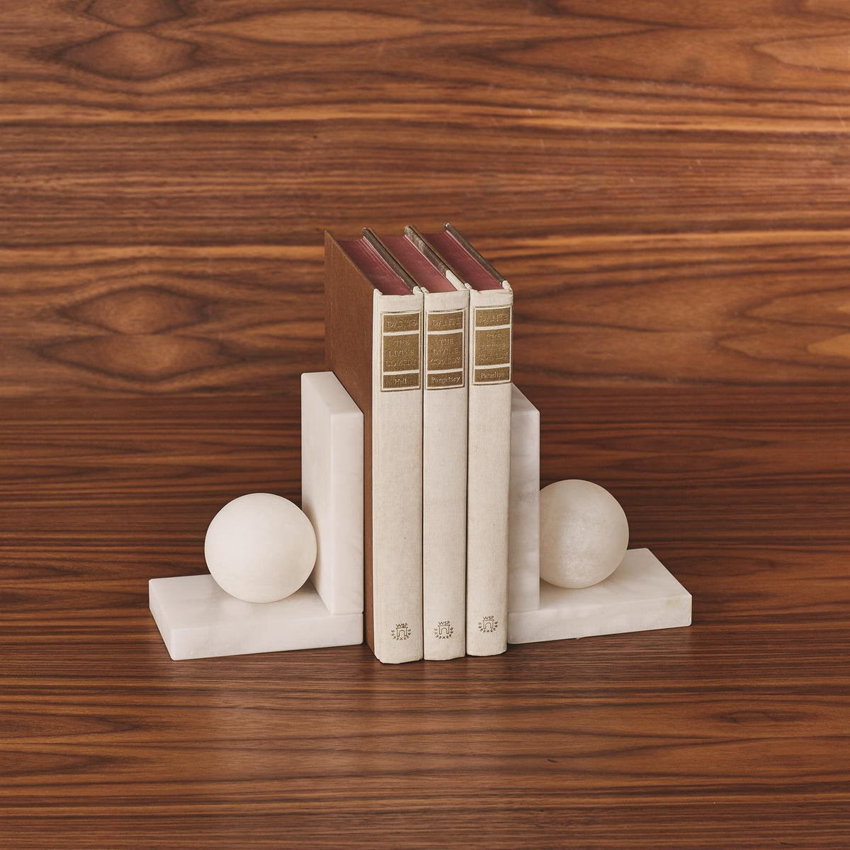 Alabaster Ball Bookends - Set of 2