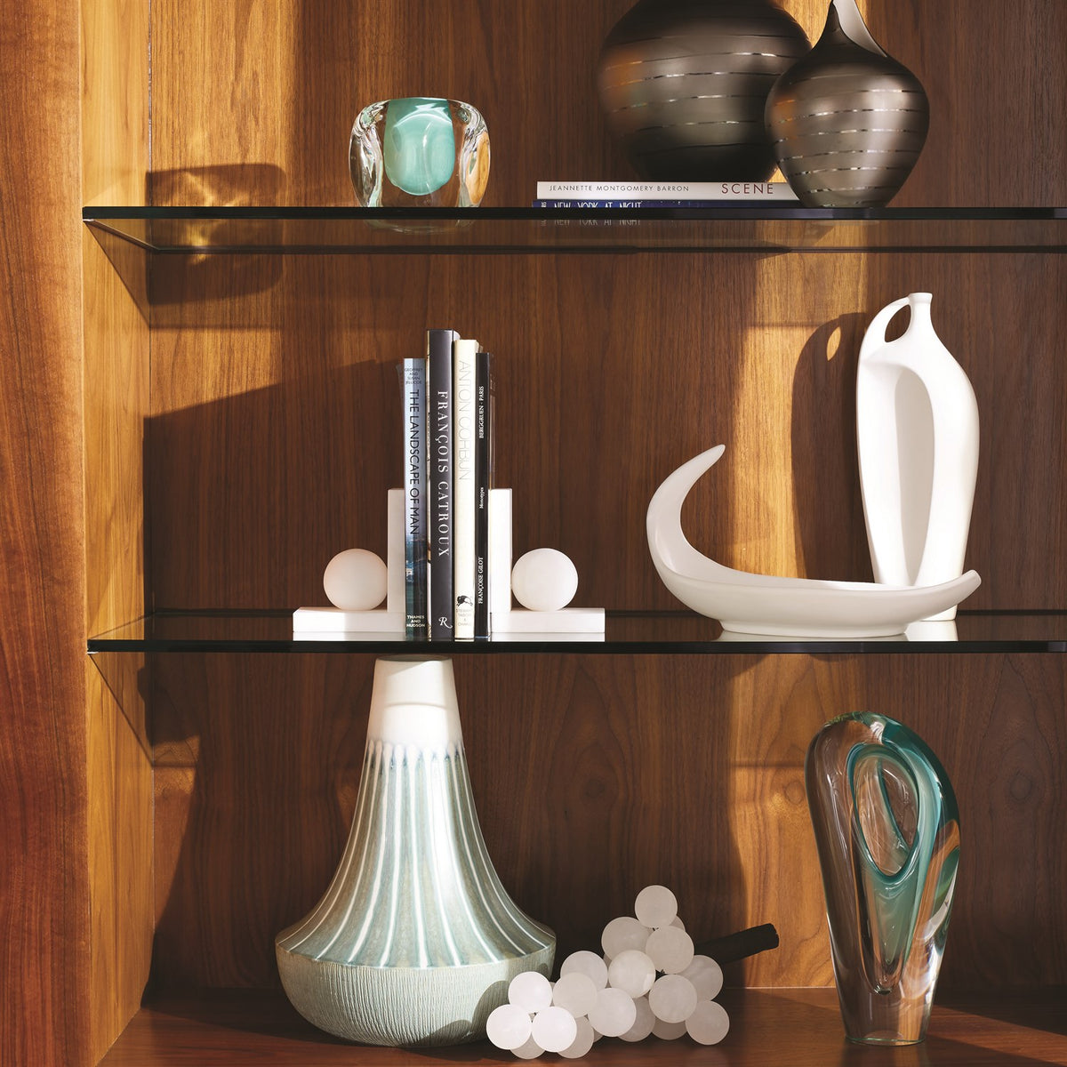 Alabaster Ball Bookends - Set of 2