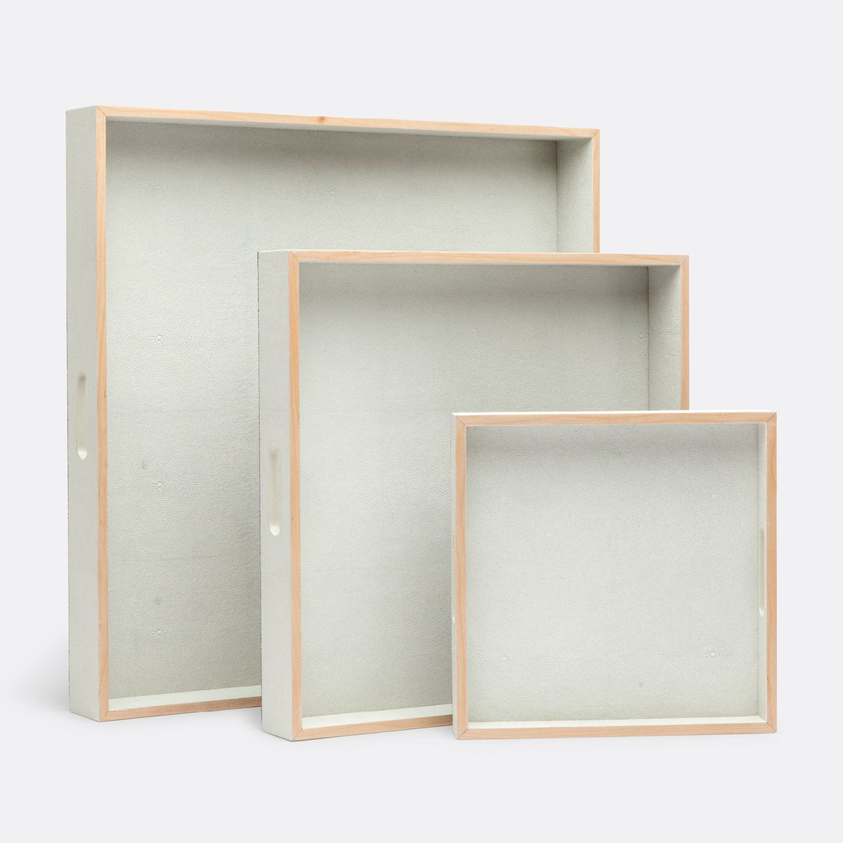 Amina Trays - Set of 3 Snow Realistic Faux Shagreen