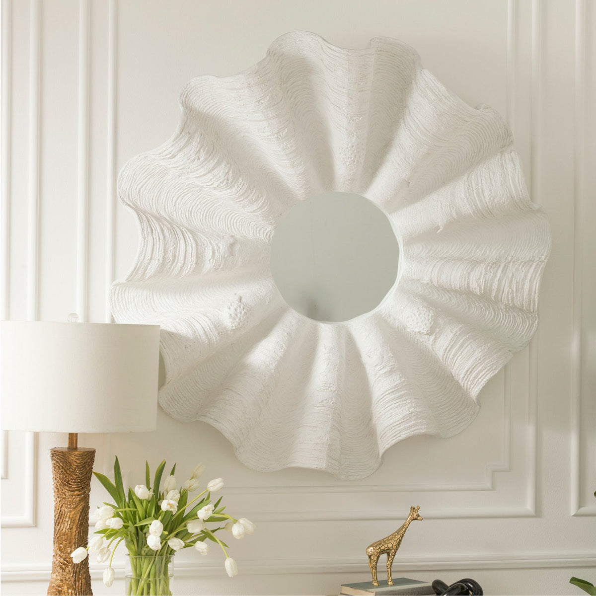 Ava Mirror - White Shell Resin 48 inch