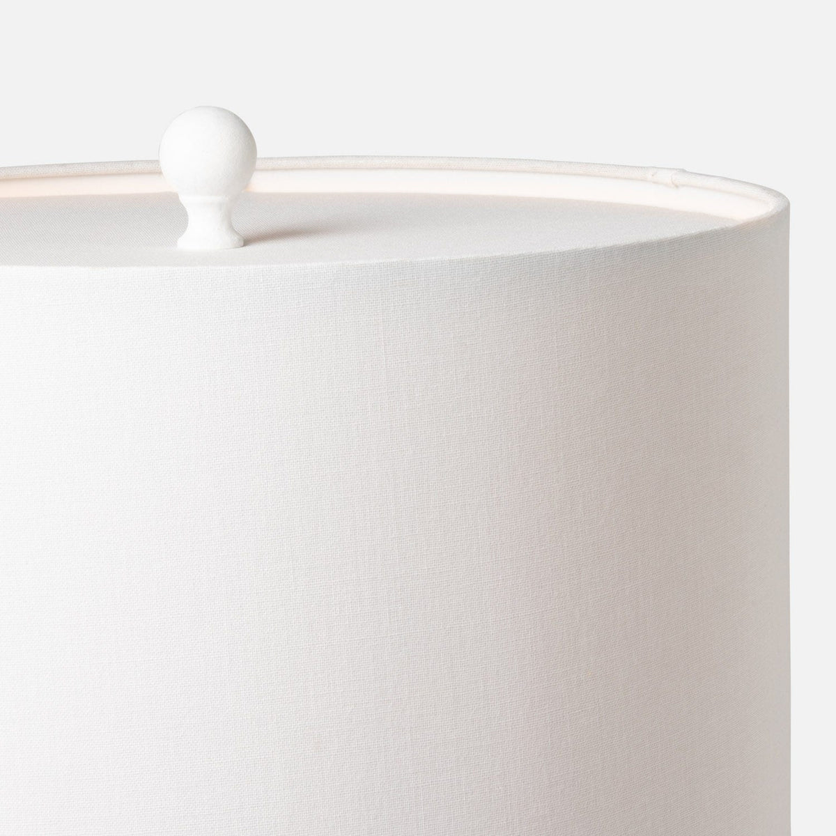 Linen drum shade on Bethany lamp