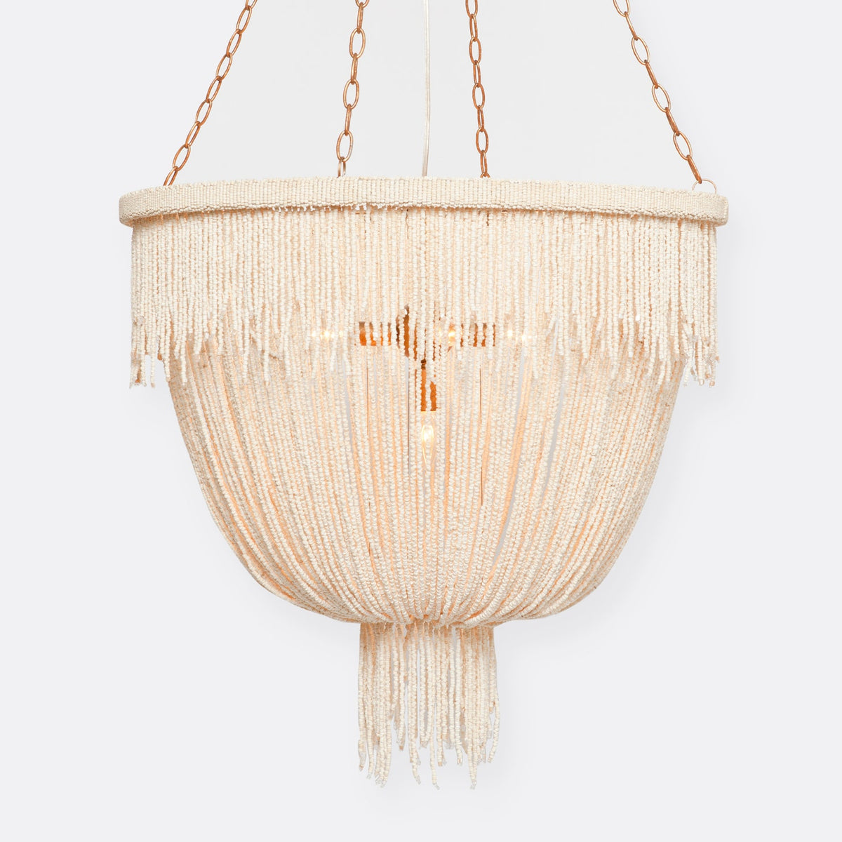 Carmen Chandelier - Natural Coco Wood Beads Gold Metal 30x29