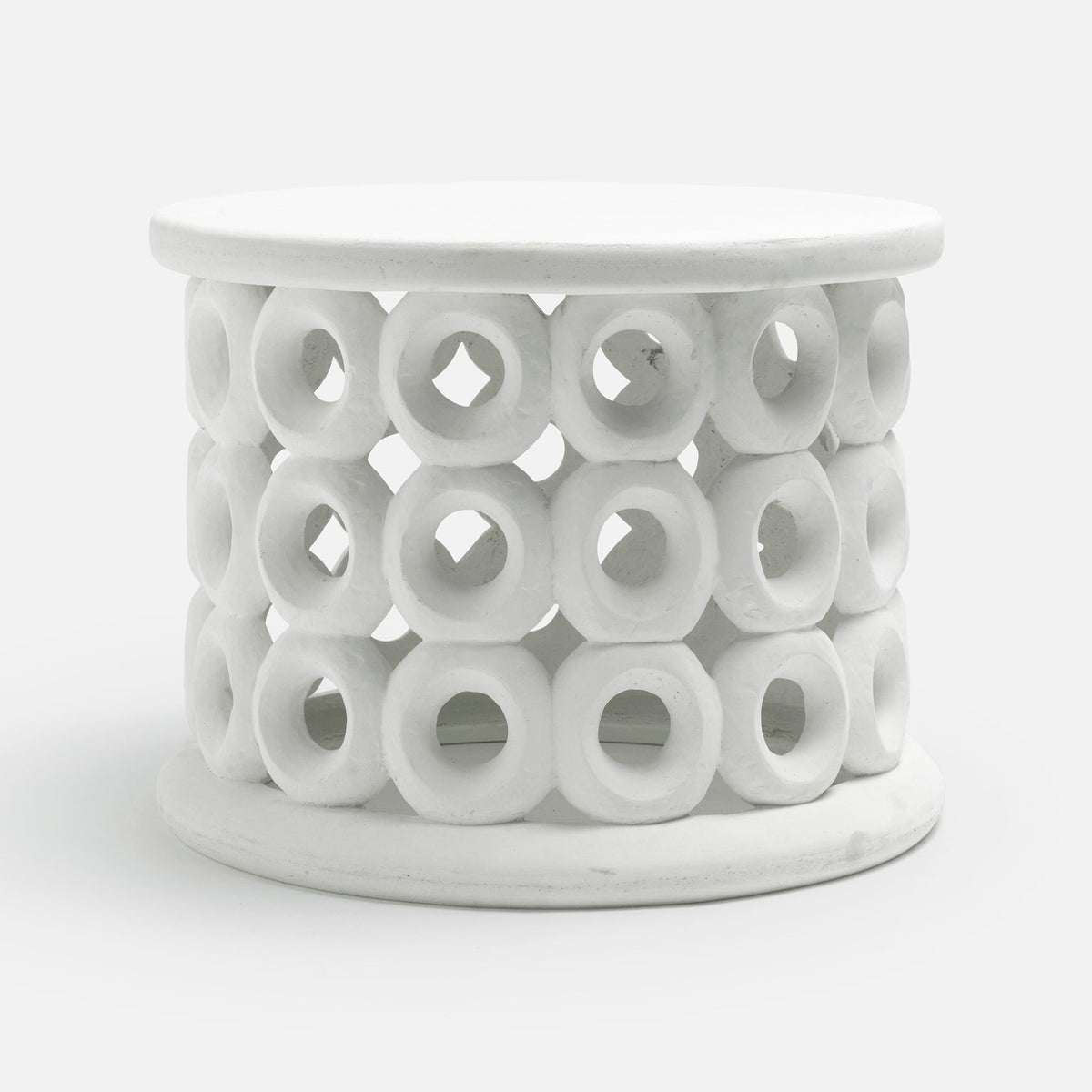 Dagen Outdoor Side Table - White Plaster Reconstituted Stone 26x20