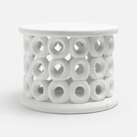 Dagen Outdoor Side Table - White Plaster Reconstituted Stone 26x20