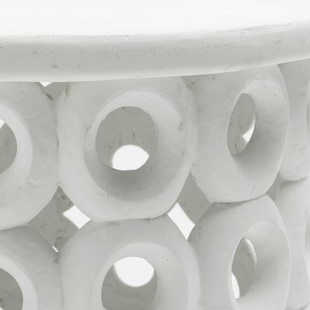 Dagen Outdoor Side Table - White Plaster Reconstituted Stone 26x20