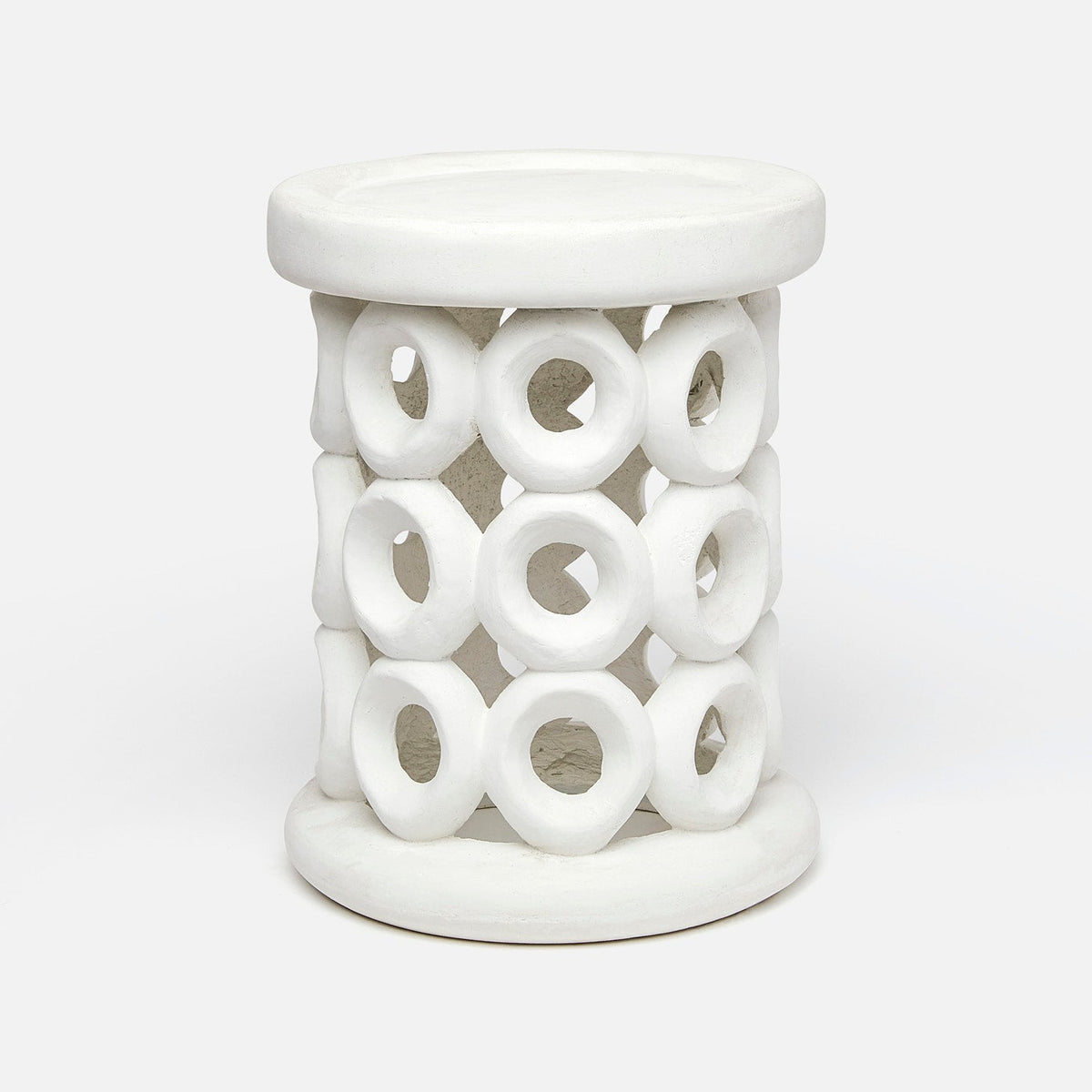 Dagen Outdoor Stool - White Plaster Reconstituted Stone 14x18