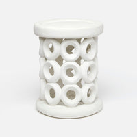 Dagen Outdoor Stool - White Plaster Reconstituted Stone 14x18