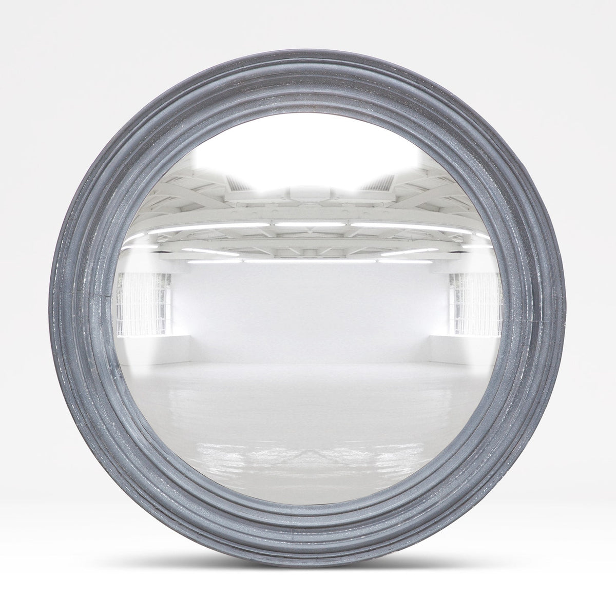 Easton Mirror - Aged Gray Metallic Wood 27 Inch Dia