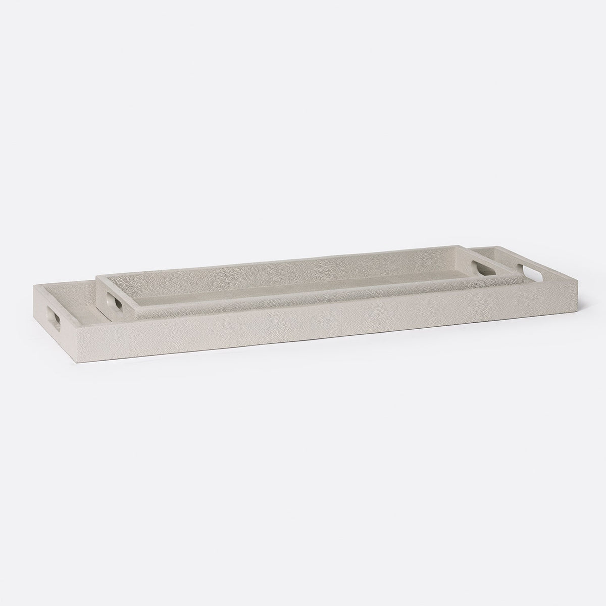 Emery Console Trays - Set of 2 French Gray Vintage Faux Shagreen