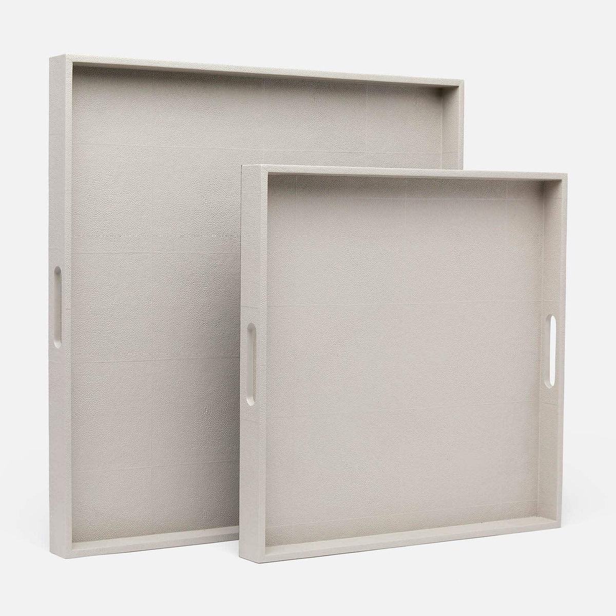Emery XL Square Trays - Set of 2 French Gray Vintage Faux Shagreen