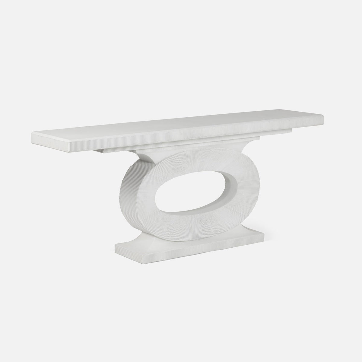 Grier Outdoor Console Table - White Plaster Reconstituted Stone 78 Inch Length