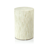 Pinstripe Round Stool - Natural Bone Inlay