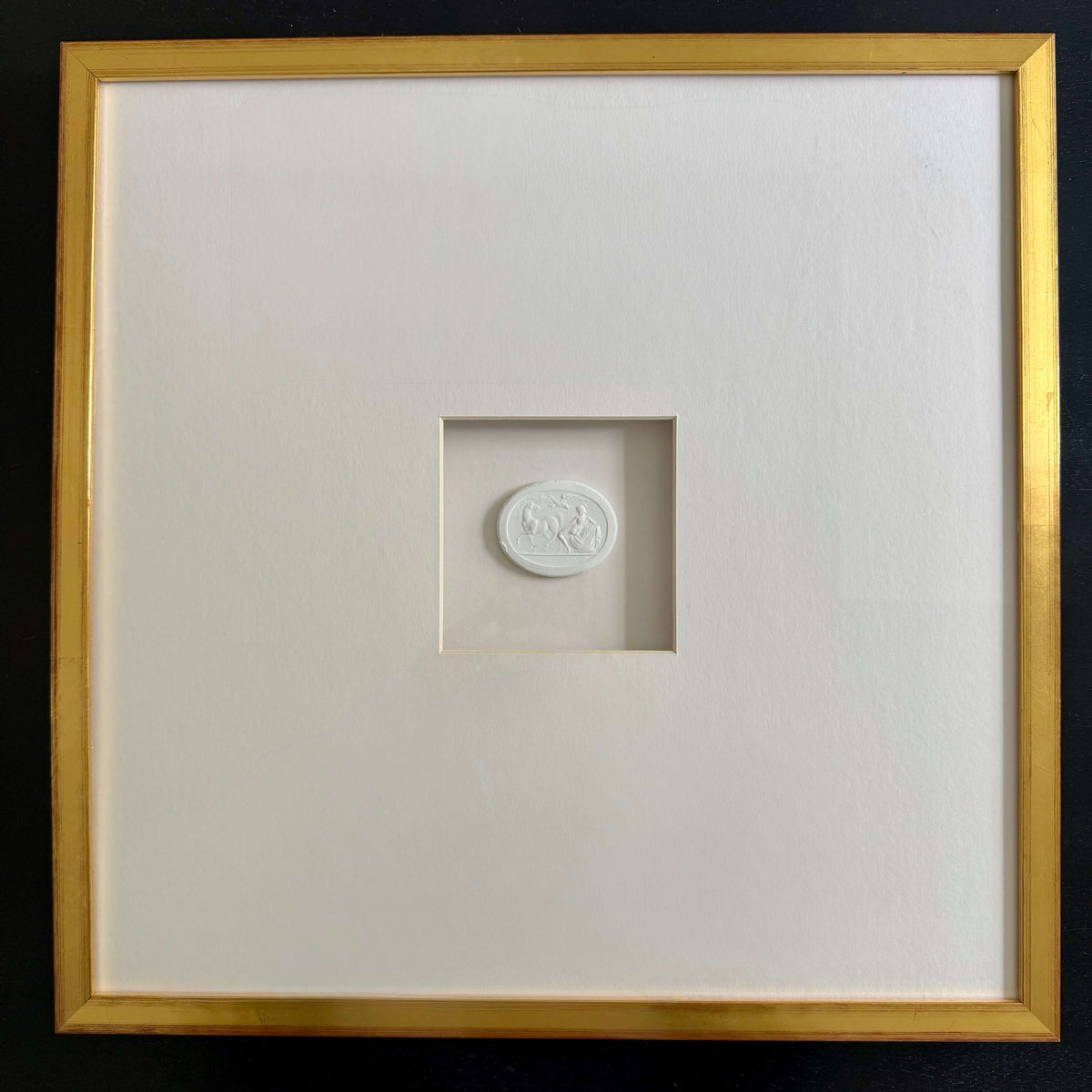 Equus Albus Intaglio 1 Framed Artwork - 16 x 16