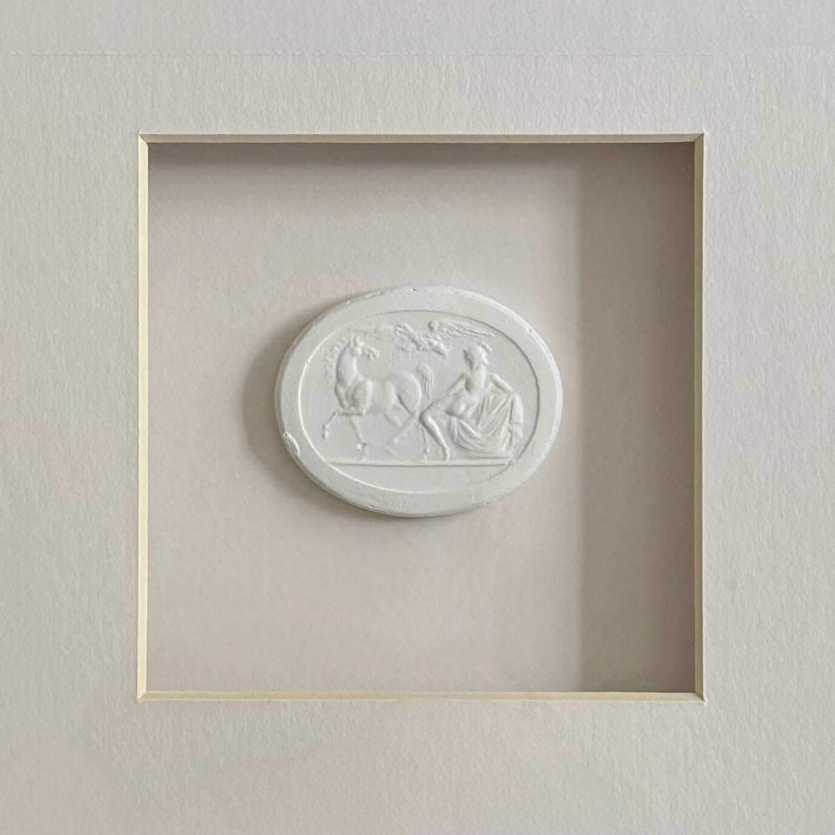 Equus Albus Intaglio 1 Framed Artwork - 16 x 16