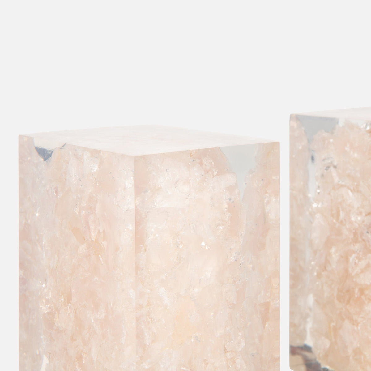 Jessie Bookends - Pale Pink Quartz and Clear Resin