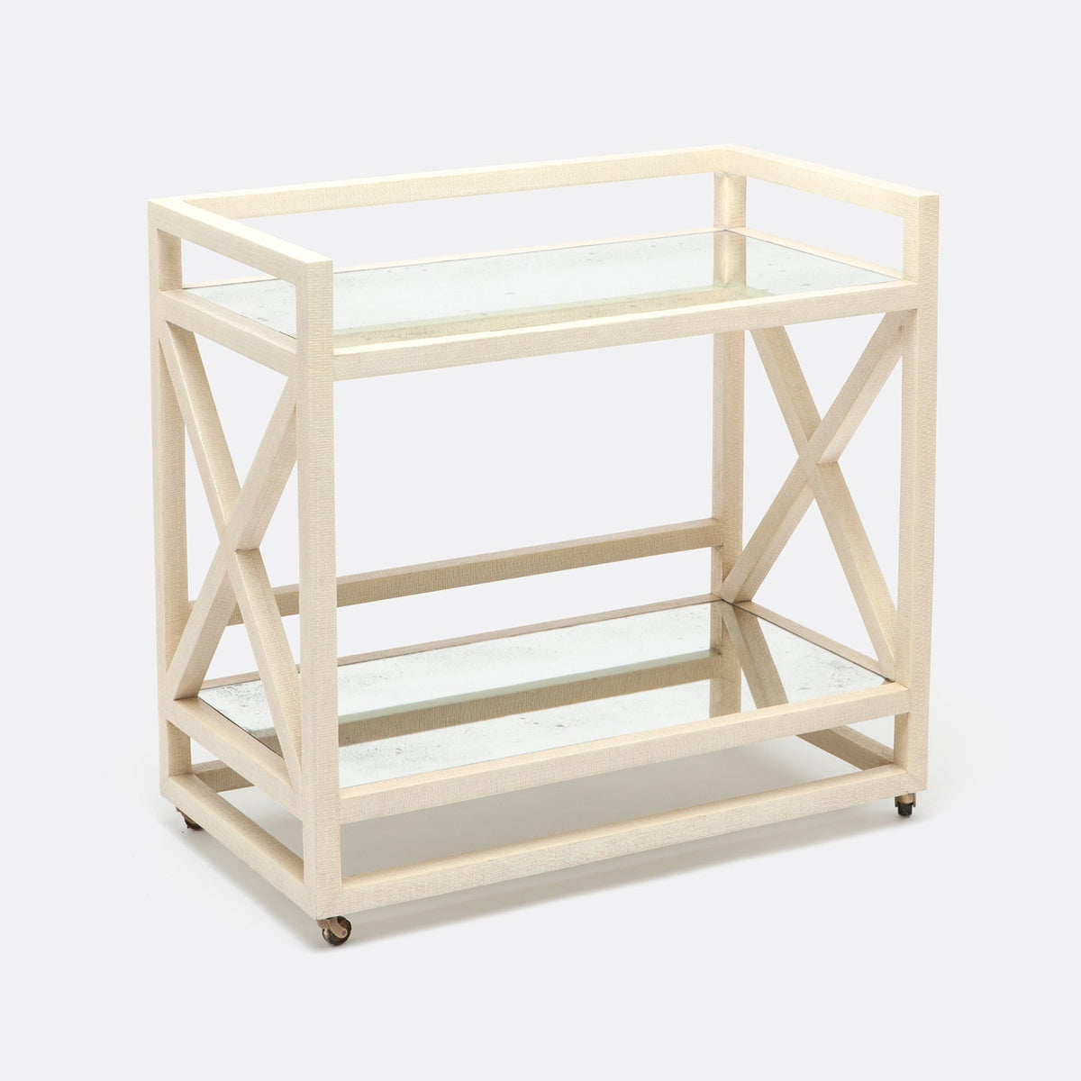 Juno Bar Cart - Off White Faux Raffia