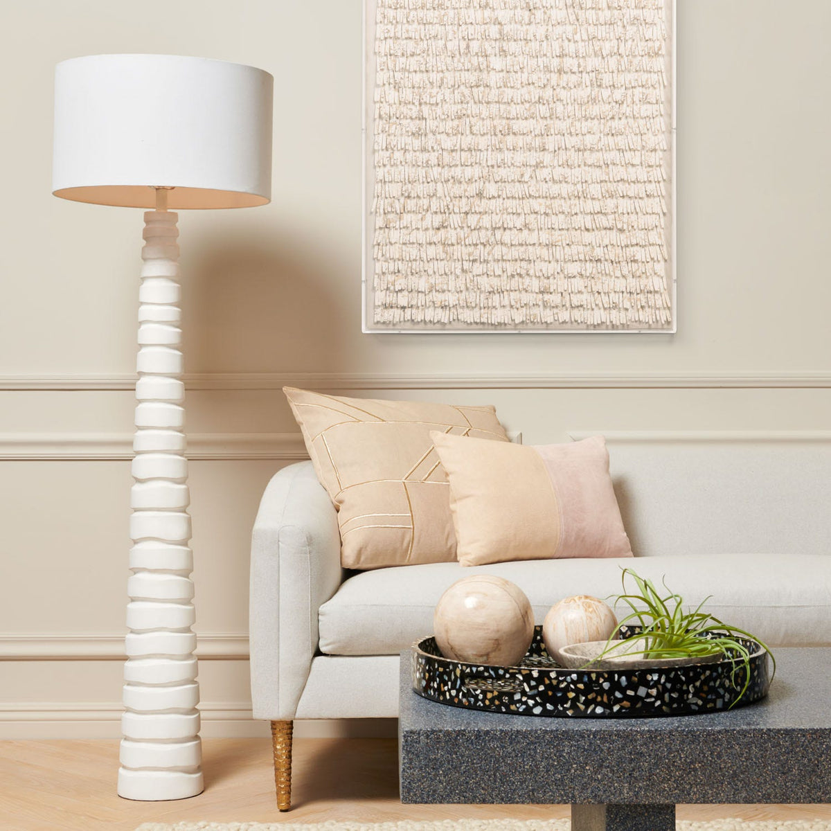 Kaleen Floor Lamp - Matte White Resin
