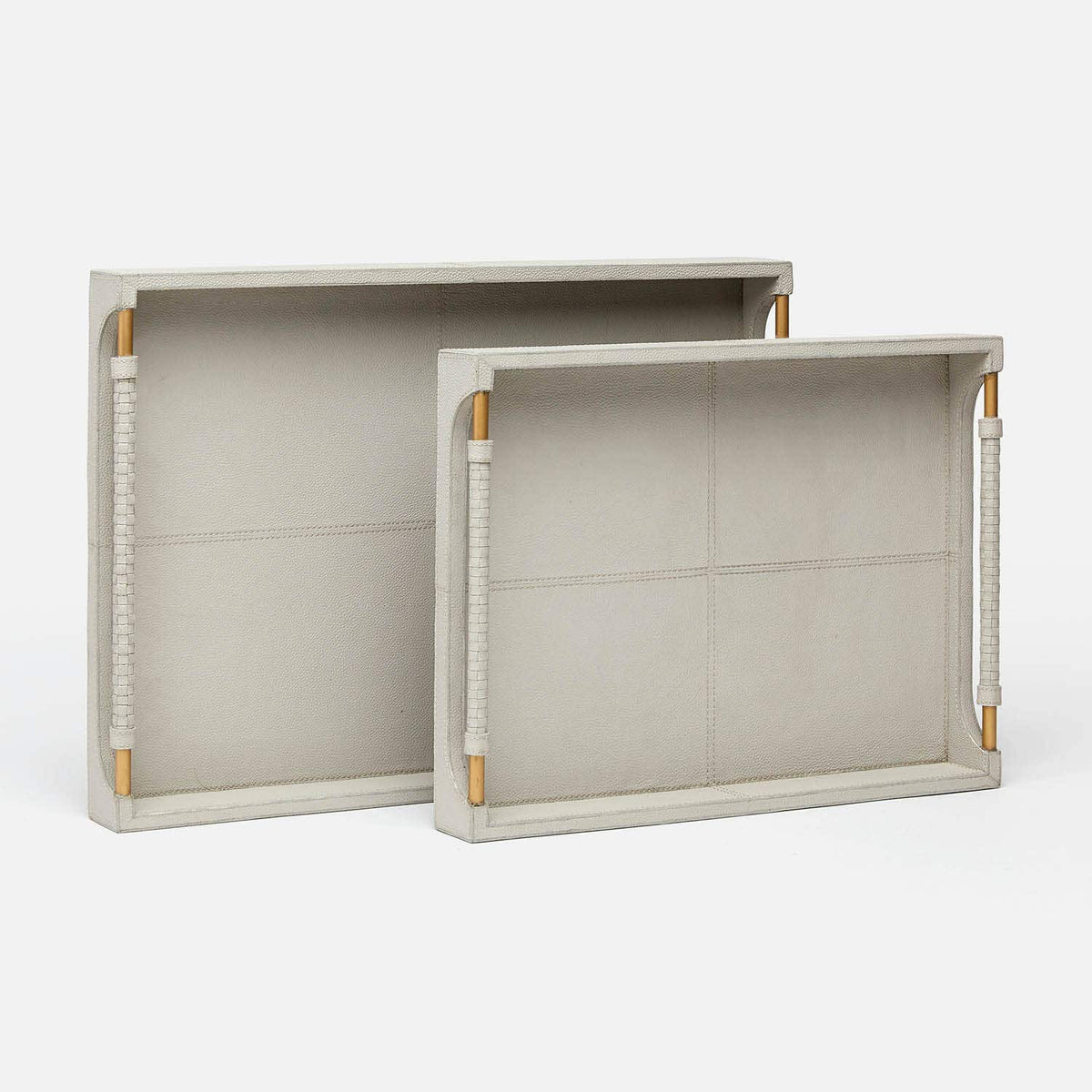 Lenora Trays - Set of 2 Light Gray Full Grain Leather