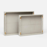 Lenora Trays - Set of 2 Light Gray Full Grain Leather