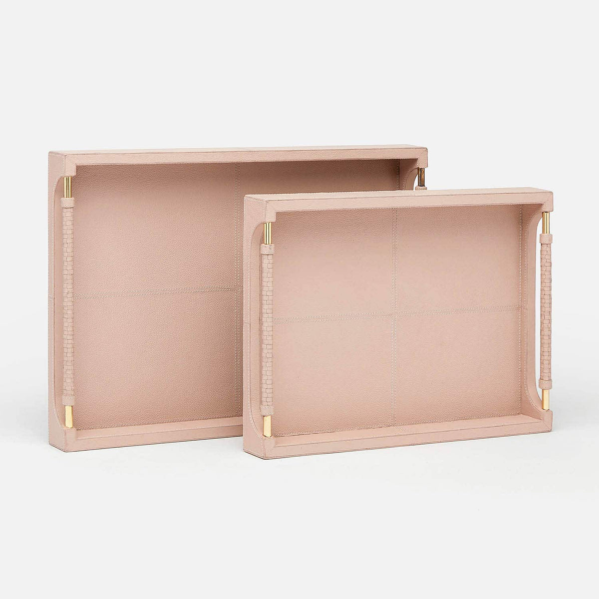 Lenora Trays - Set of 2 Dusty Rose Full Grain Leather