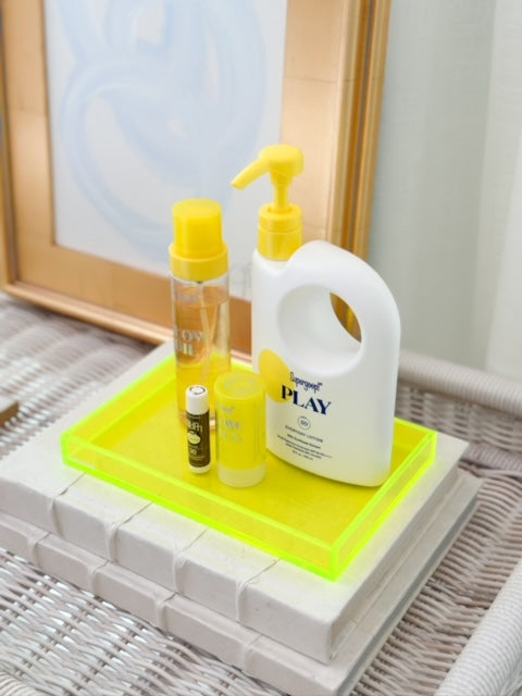 Medium Slim Acrylic Tray - Neon Yellow