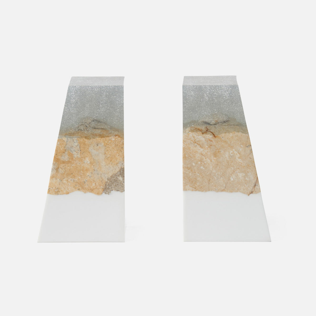 Otis Bookends - Natural Coral Stone and White Resin