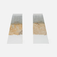 Otis Bookends - Natural Coral Stone and White Resin