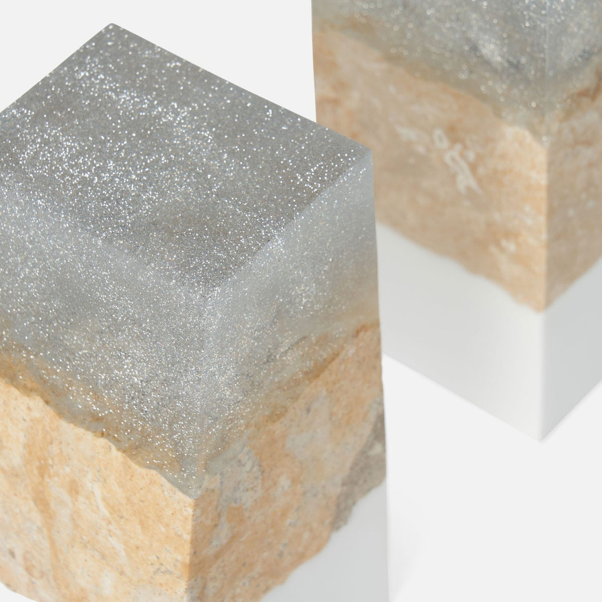Otis Bookends - Natural Coral Stone and White Resin