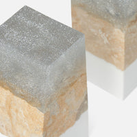 Otis Bookends - Natural Coral Stone and White Resin