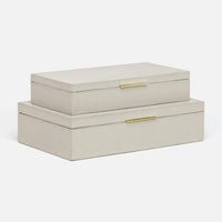 Ralston Decorative Boxes - Set of 2 Light Gray Full Grain Leather