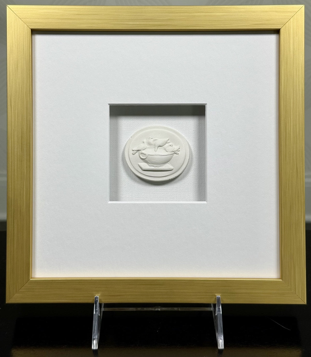 La Creme Bain D'Oiseaux Intaglio Framed Artwork - 8 x 8