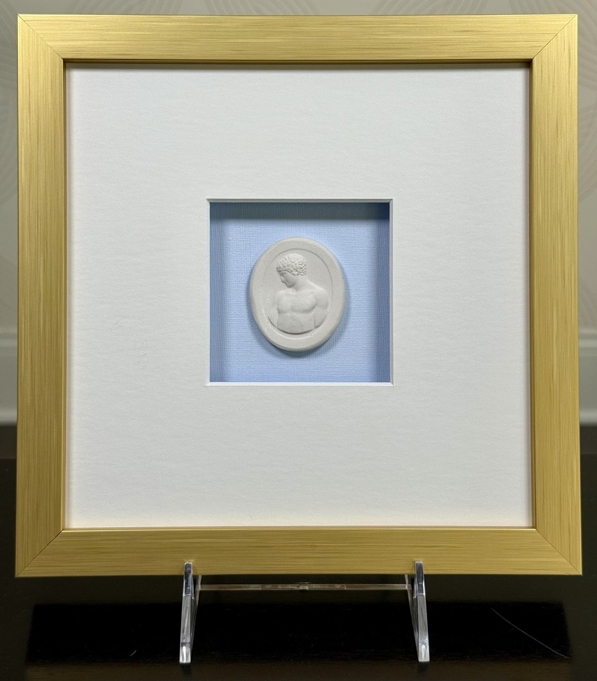 La Bleu Memoire Intaglio 8 Framed Artwork - 8 x 8