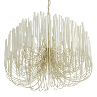 Bottom view of Tilda large whitewash stained wood coastal chandelier