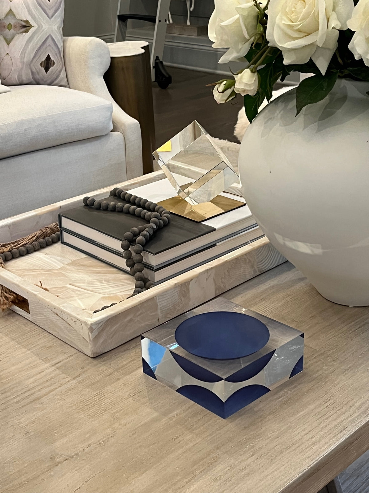 Acrylic Square Bowl - Blue and Clear