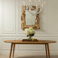 Dining room with Ulla rustic chandelier in white gesso concrete