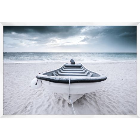 Wooden Boat Photograph Artwork White Frame - 63 x 43
