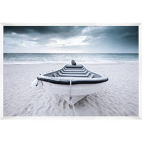 Wooden Boat Photograph Artwork White Frame - 63 x 43