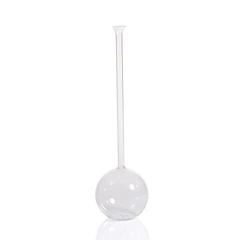 Round bottom long neck clear glass stem vase