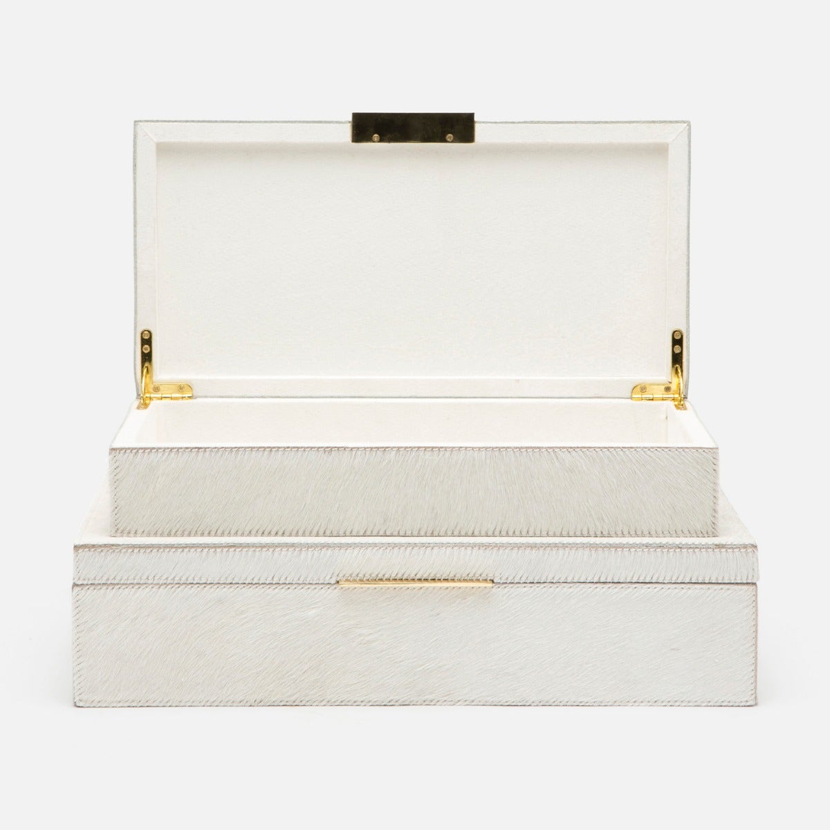 Ralston Decorative Boxes - Set of 2 Natural White Hair on Hide