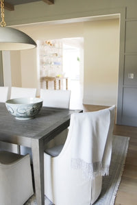 Dining table with large sea flower decorative bowl