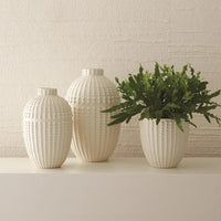Nail Head Vase - Large Rustic White